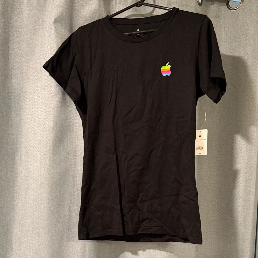 Apple Black T-Shirt with Rainbow Apple Logo Limited Edition